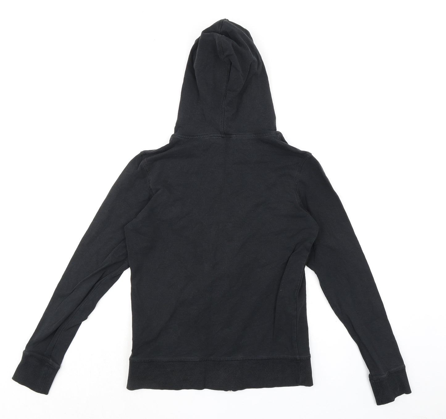 Marks and Spencer Womens Black Cotton Full Zip Hoodie Size 10 Zip