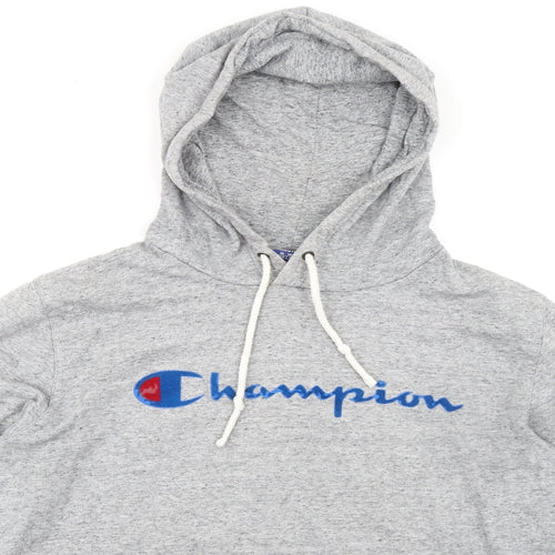 Champion Mens Grey Cotton Pullover Hoodie Size L