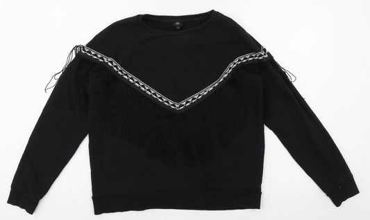 River Island Womens Black Cotton Pullover Sweatshirt Size S Pullover
