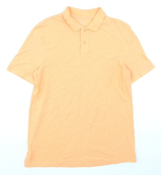 Marks and Spencer Mens Orange Polyester Polo Size M Collared Button