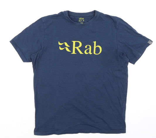 RAB Mens Blue Cotton T-Shirt Size L Crew Neck