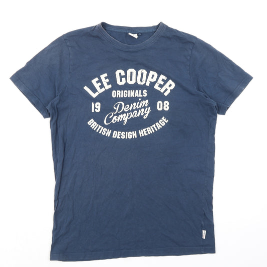 Lee Cooper Mens Blue Cotton T-Shirt Size M Crew Neck