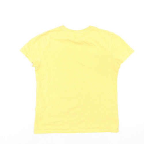 Marks and Spencer Boys Yellow 100% Cotton Basic T-Shirt Size 11-12 Years Round Neck Pullover - Pikachu