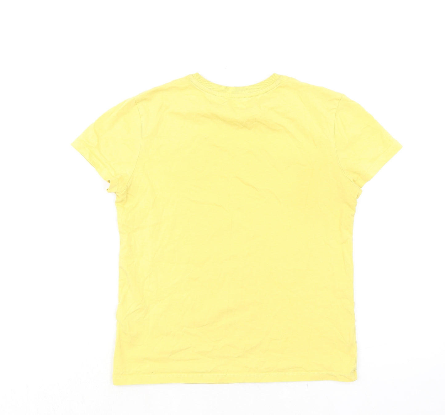 Marks and Spencer Boys Yellow 100% Cotton Basic T-Shirt Size 11-12 Years Round Neck Pullover - Pikachu