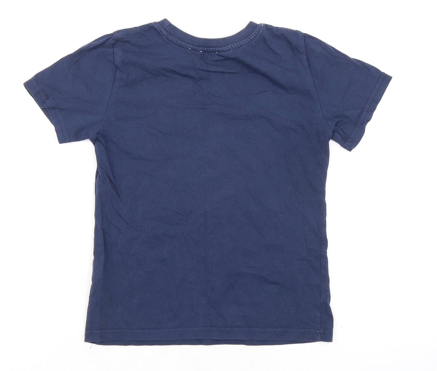 H&M Boys Blue 100% Cotton Basic T-Shirt Size 6 Years Round Neck Pullover - Size 6-8 Years Zanzibar Tigers