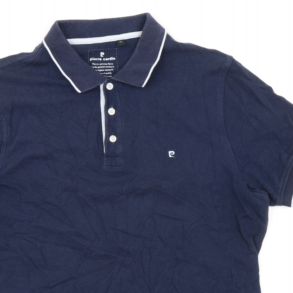 Pierre Cardin Mens Blue 100% Cotton Polo Size M Collared Button