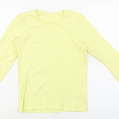 Marks and Spencer Girls Yellow Cotton Basic T-Shirt Size 11-12 Years Round Neck Pullover