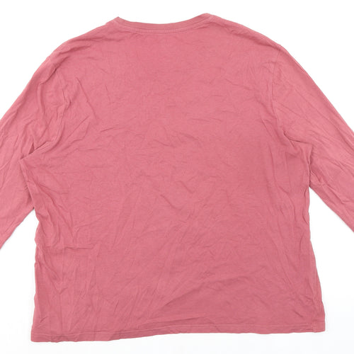 Marks and Spencer Womens Pink Cotton Basic T-Shirt Size XL Round Neck