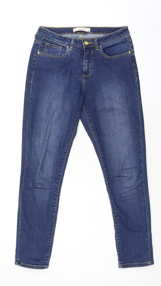Wallis Womens Blue Cotton Skinny Jeans Size 10 L28 in Regular Zip