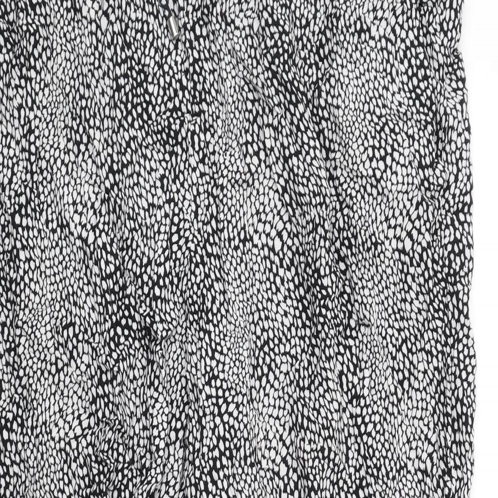 Marks and Spencer Womens Black Geometric Viscose Harem Trousers Size 20 L30 in Regular Drawstring