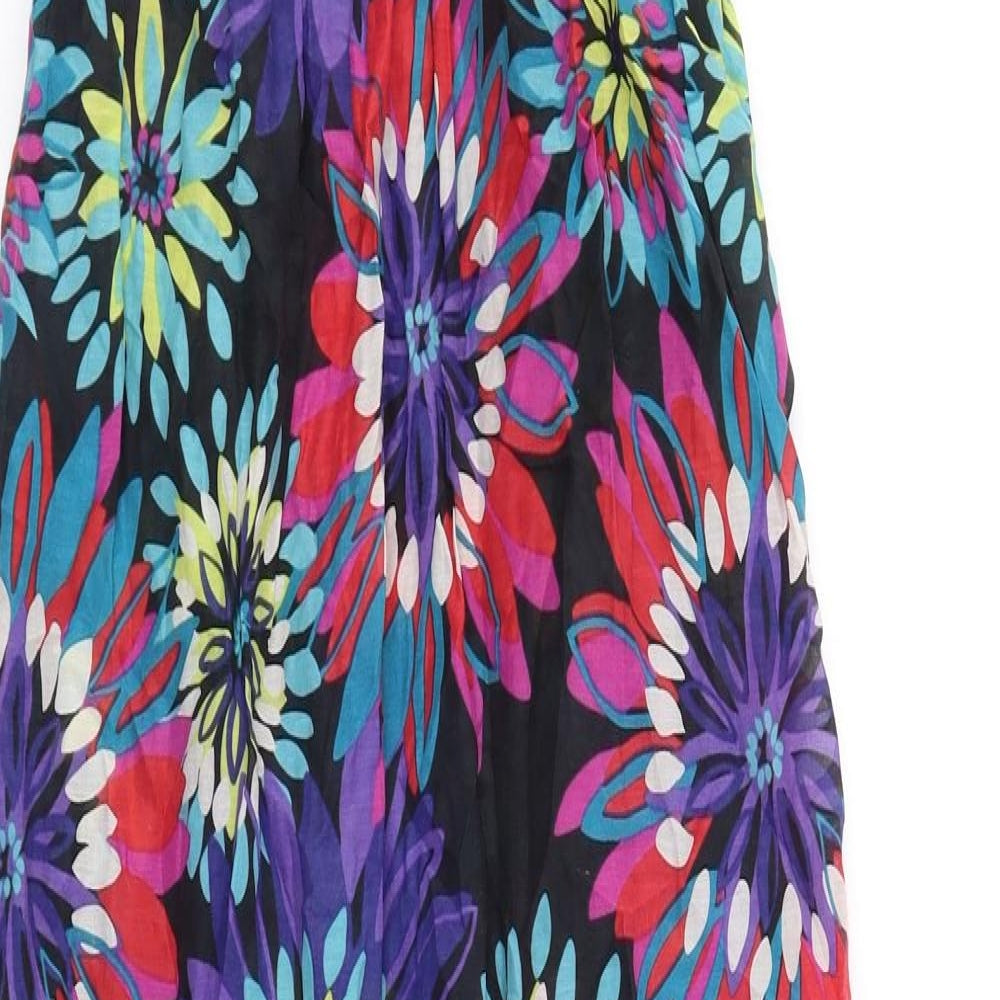 Monsoon Womens Multicoloured Floral Cotton Maxi Size 8 V-Neck Pullover