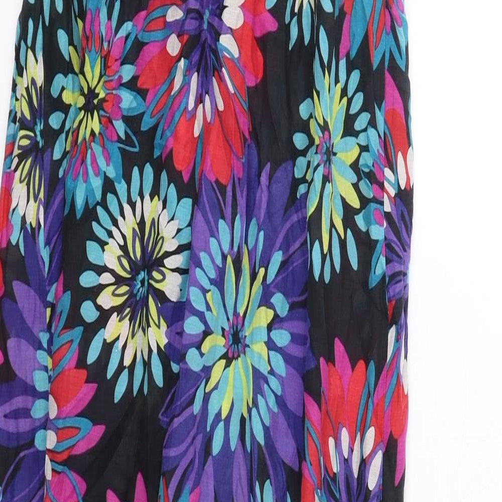 Monsoon Womens Multicoloured Floral Cotton Maxi Size 8 V-Neck Pullover