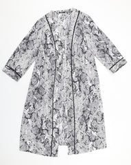 Roman Womens Grey Animal Print Polyester Kimono Blouse Size 10 V-Neck - Snakeskin Pattern