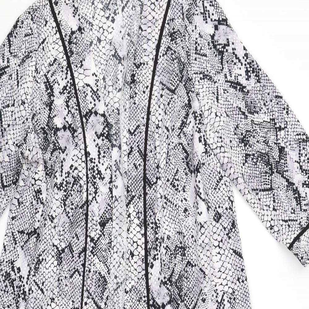 Roman Womens Grey Animal Print Polyester Kimono Blouse Size 10 V-Neck - Snakeskin Pattern