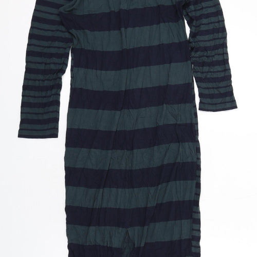 French Connection Womens Green Striped Polyester Jumper Dress Size 16 Round Neck Pullover