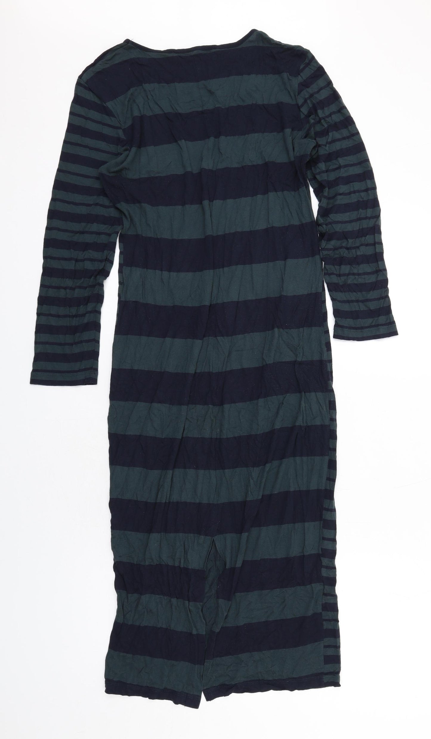 French Connection Womens Green Striped Polyester Jumper Dress Size 16 Round Neck Pullover