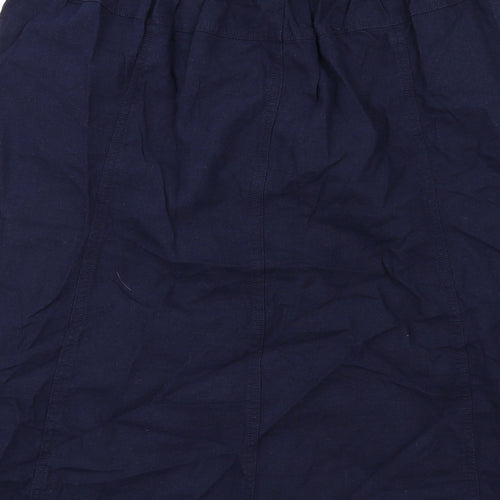 Cotton Traders Womens Blue Linen A-Line Skirt Size 14
