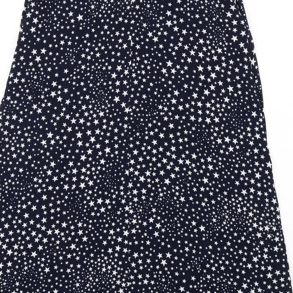 Hush Womens Blue Geometric Viscose A-Line Skirt Size 8 Button - Star pattern