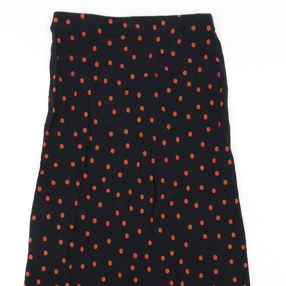 New Look Womens Black Polka Dot Polyester A-Line Skirt Size 8