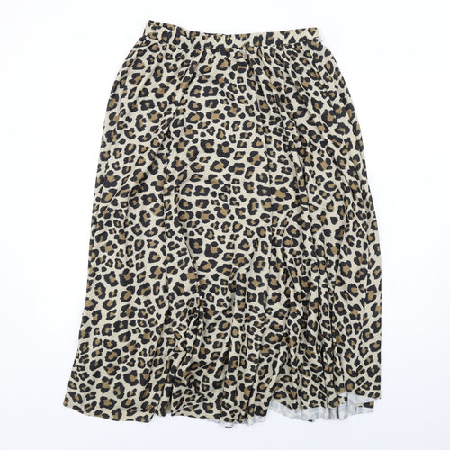 H&M Womens Beige Animal Print Polyester Swing Skirt Size 12 - Leopard pattern