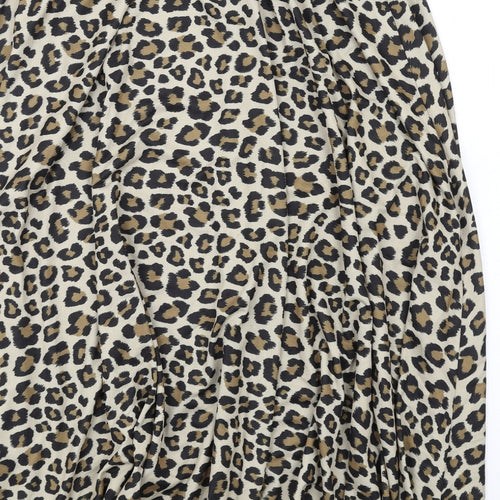 H&M Womens Beige Animal Print Polyester Swing Skirt Size 12 - Leopard pattern