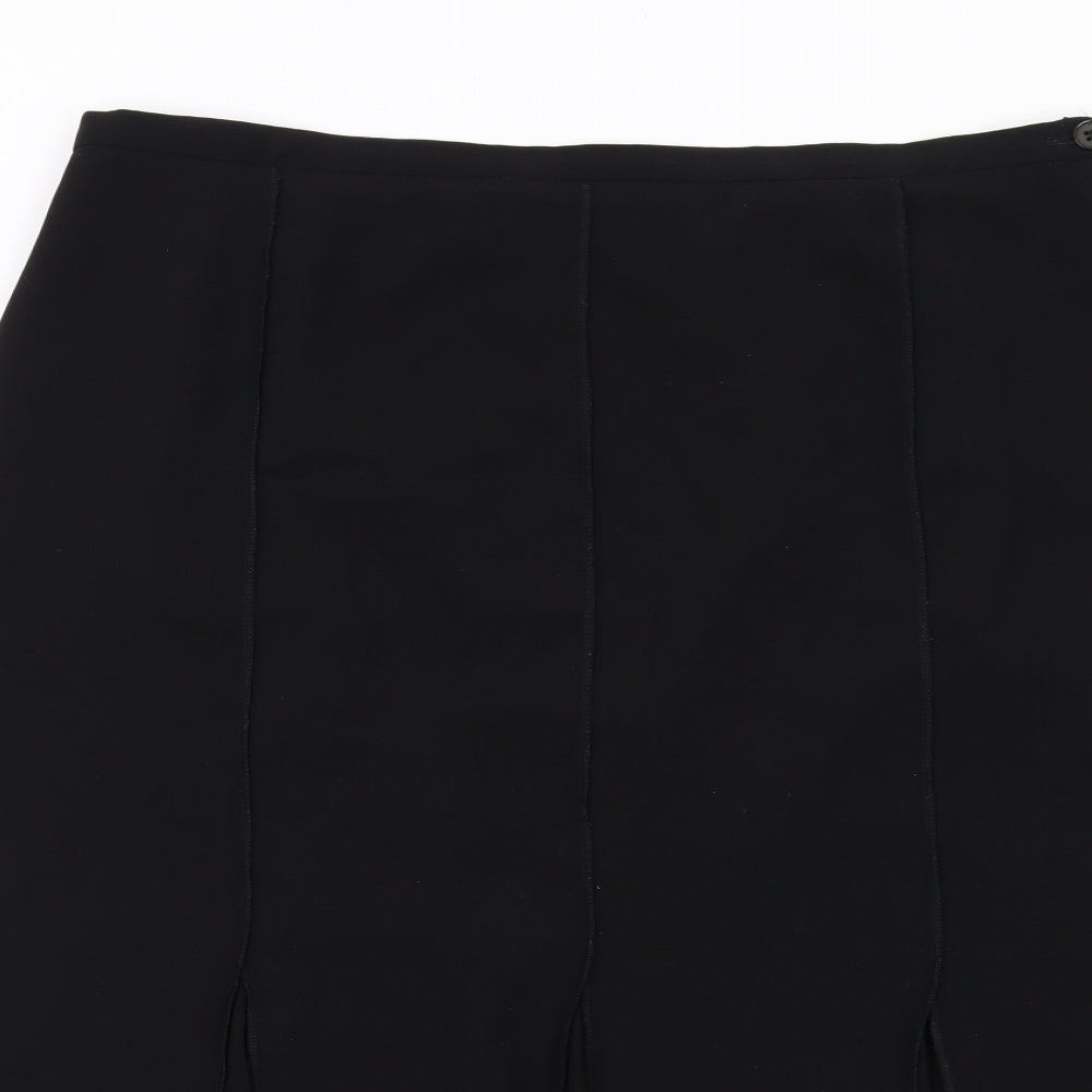 Gelco Womens Black Polyester Pleated Skirt Size 16 Zip