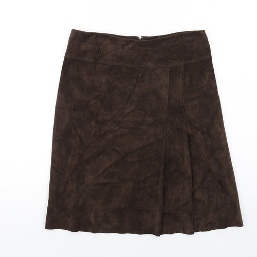 Oasis Womens Brown Polyester A-Line Skirt Size 10 Zip