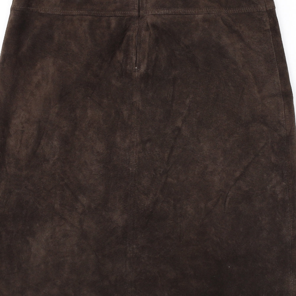 Oasis Womens Brown Polyester A-Line Skirt Size 10 Zip