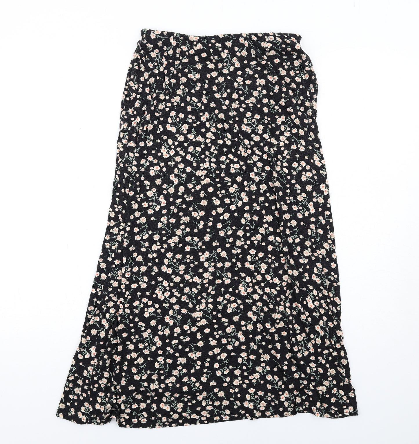 New Look Womens Black Floral Viscose Peasant Skirt Size 12