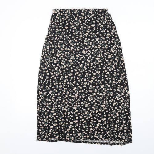 New Look Womens Black Floral Viscose Peasant Skirt Size 12
