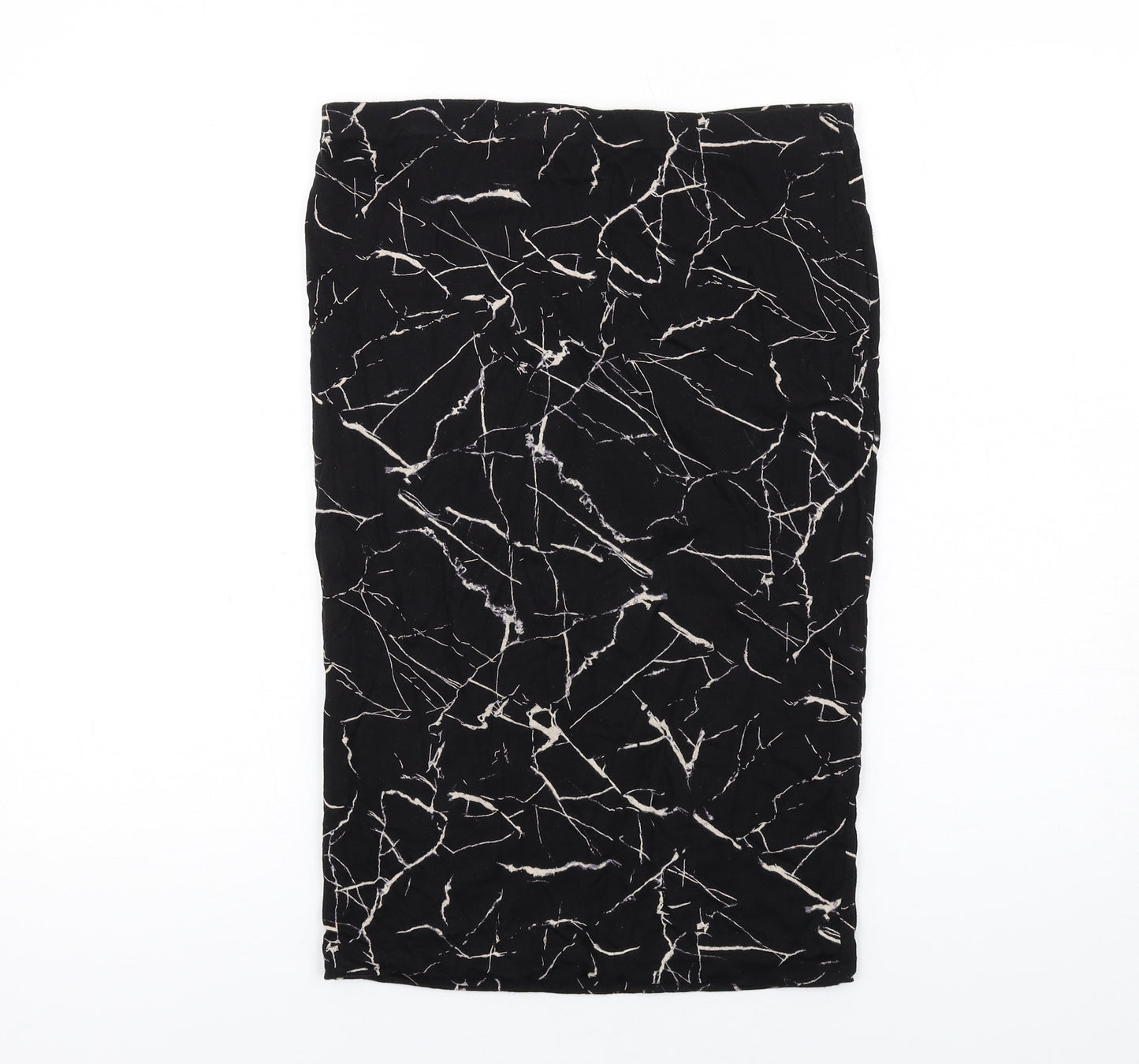 H&M Womens Black Geometric Cotton A-Line Skirt Size M