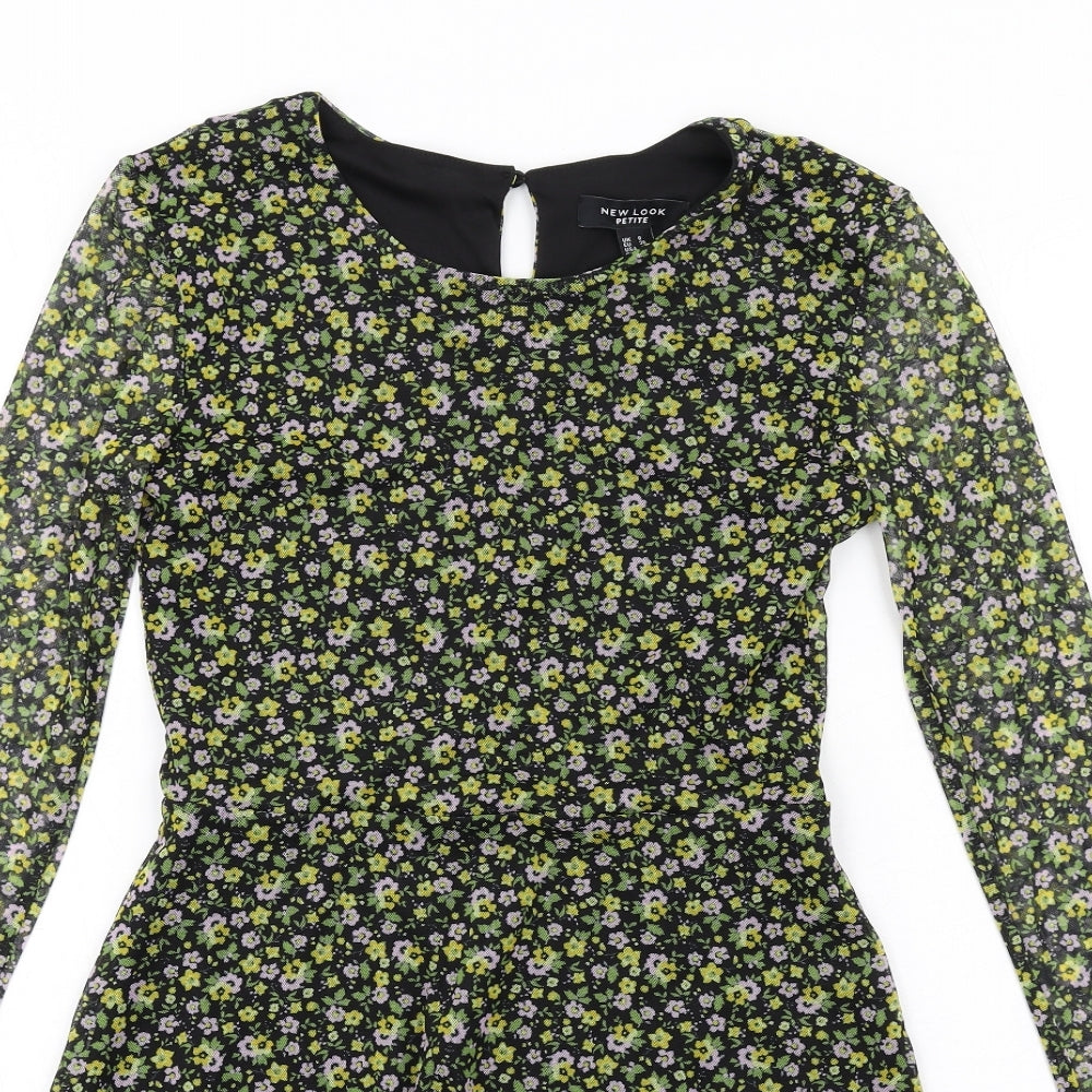 New Look Womens Multicoloured Floral Polyester A-Line Size 8 Round Neck Pullover