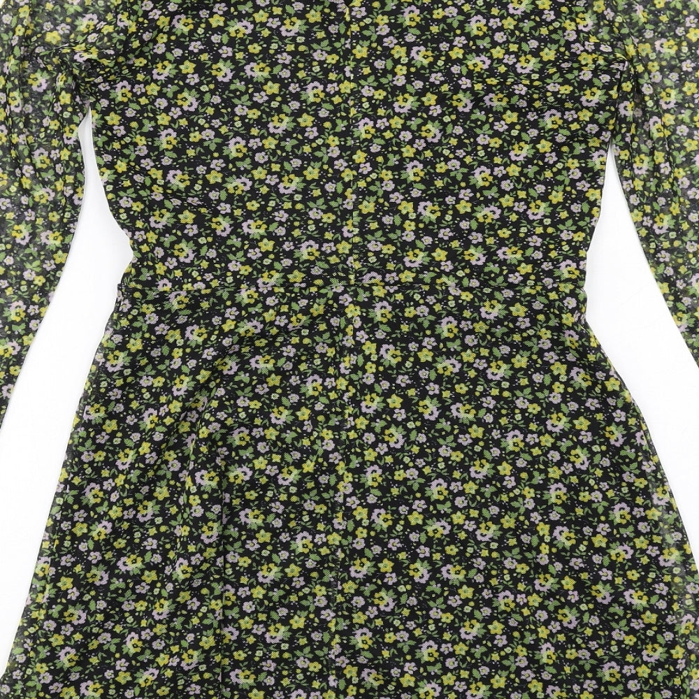 New Look Womens Multicoloured Floral Polyester A-Line Size 8 Round Neck Pullover