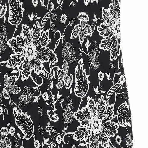 Authentic Clothing Company Womens Black Floral Polyester Slip Dress Size 14 Round Neck Zip