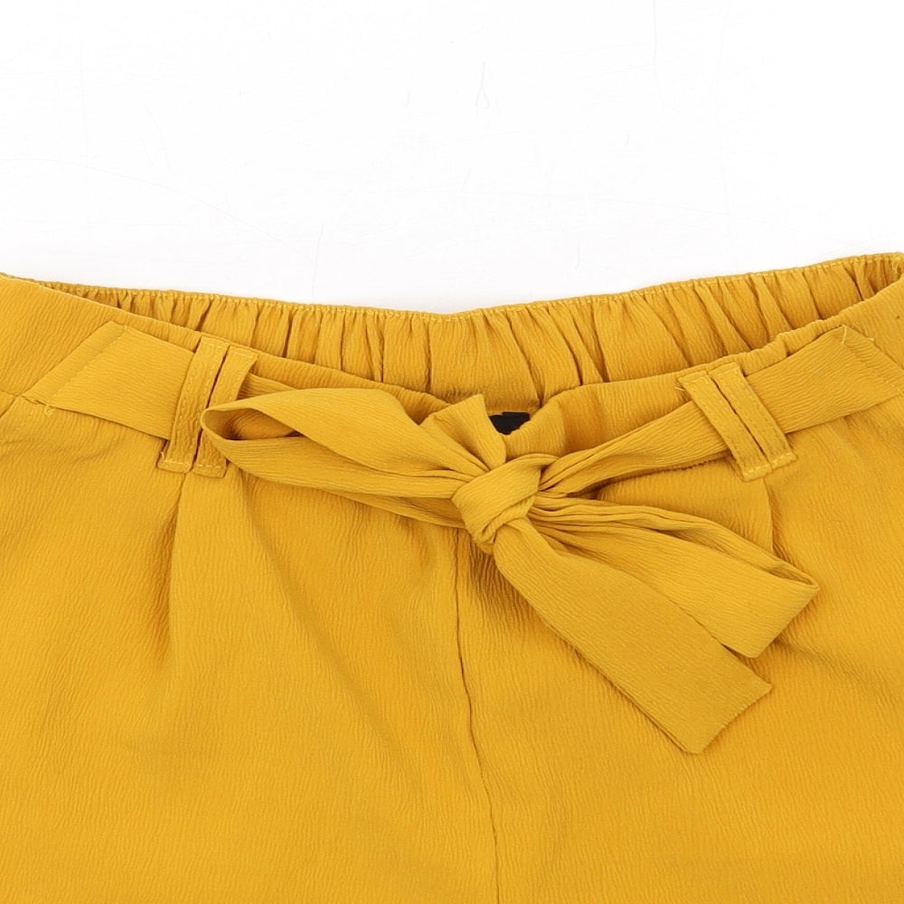 New Look Womens Yellow Polyester Basic Shorts Size 10 Regular Pull On