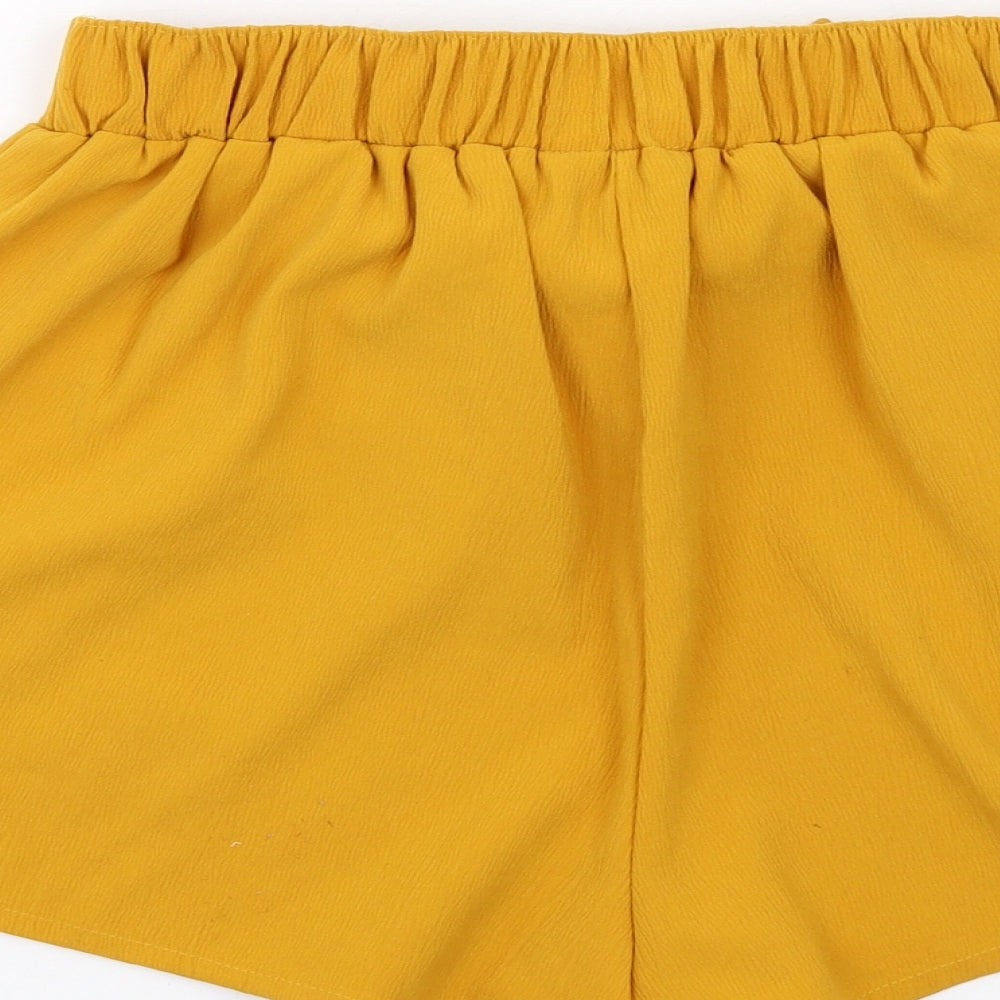 New Look Womens Yellow Polyester Basic Shorts Size 10 Regular Pull On