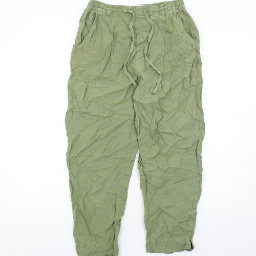 Zara Womens Green Lyocell Jogger Trousers Size S L26 in Regular Drawstring