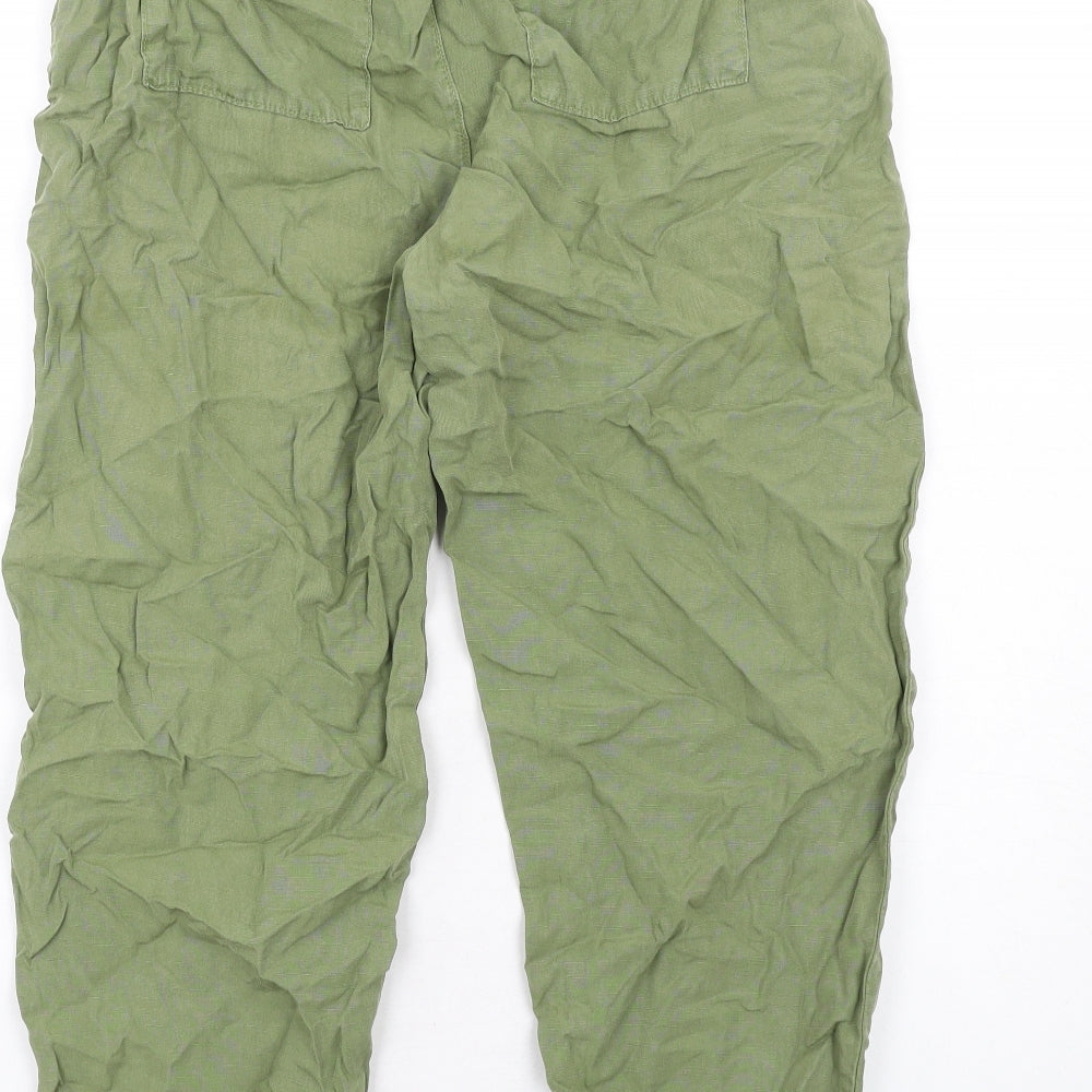 Zara Womens Green Lyocell Jogger Trousers Size S L26 in Regular Drawstring
