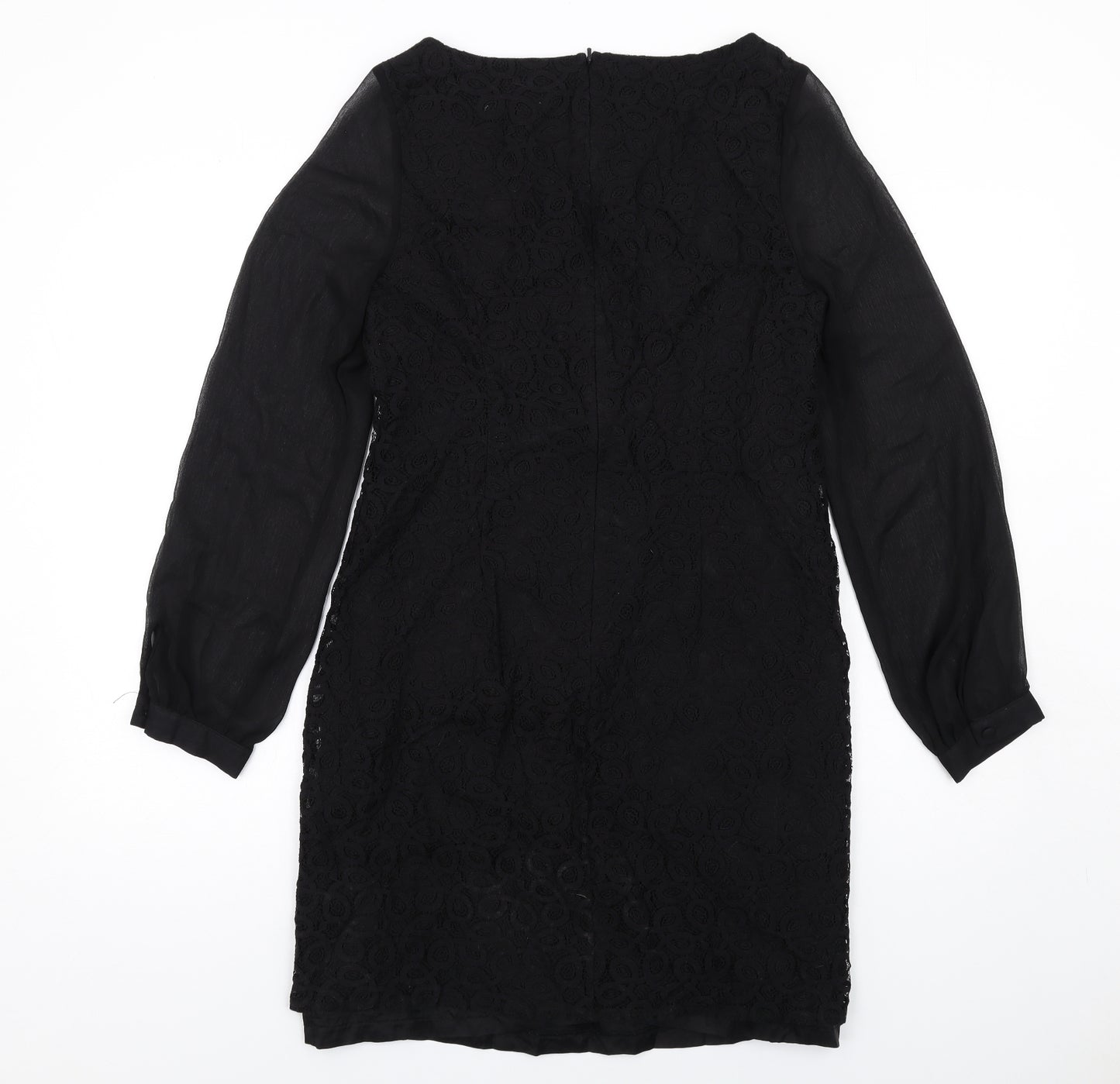 Wallis Womens Black Cotton A-Line Size 12 Round Neck Zip
