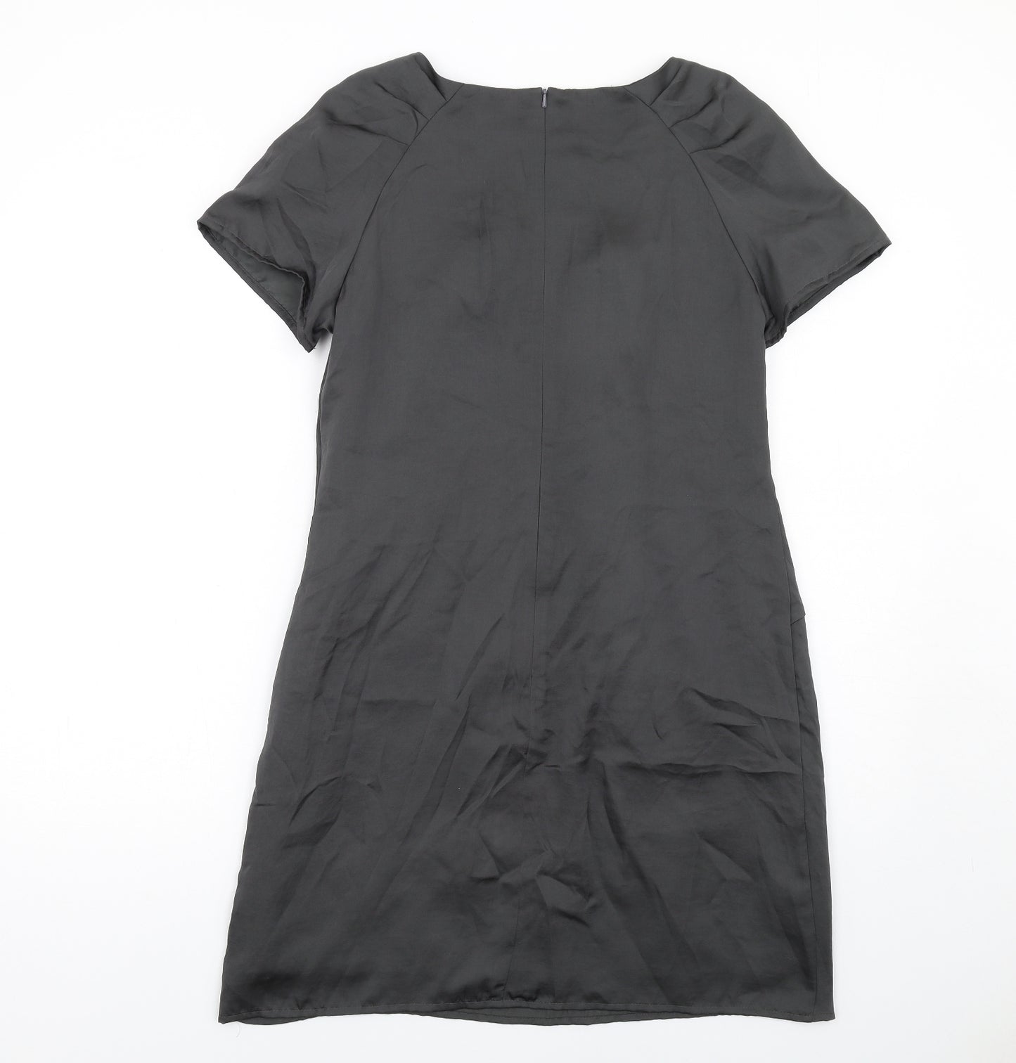 NEXT Womens Grey Polyester Shift Size 12 Round Neck Zip