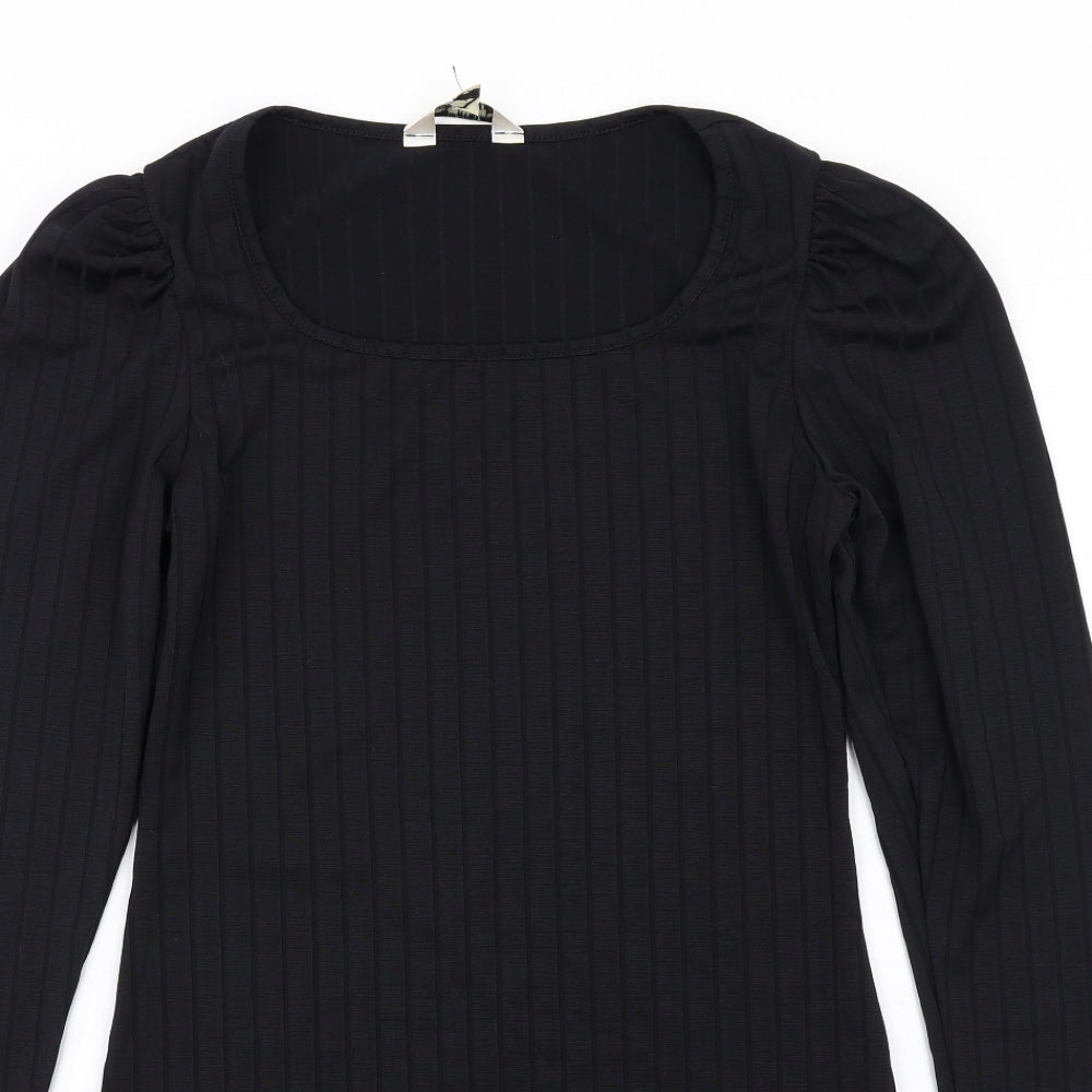 Miss Selfridge Womens Black Polyester Mini Size 10 Boat Neck Pullover