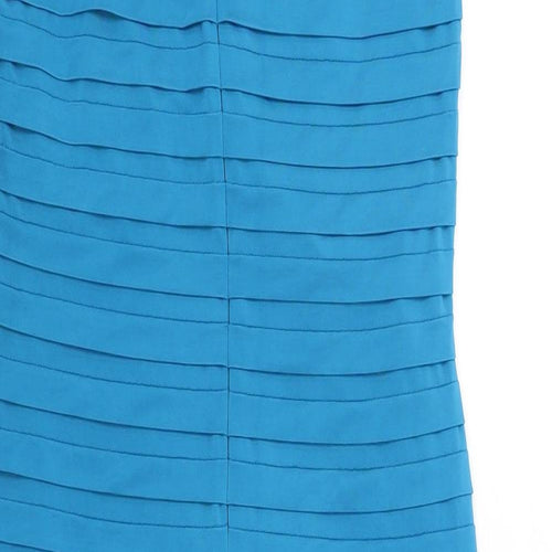 Teatro Womens Blue Polyester Pencil Dress Size 10 V-Neck Zip - Textured