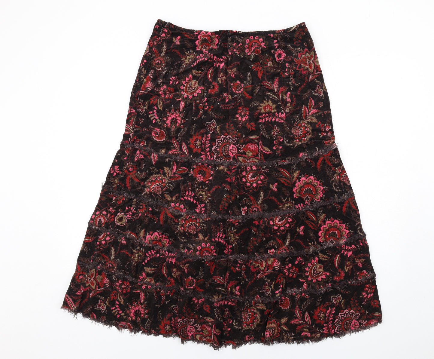 Per Una Womens Black Floral Cotton Peasant Skirt Size 12 Zip