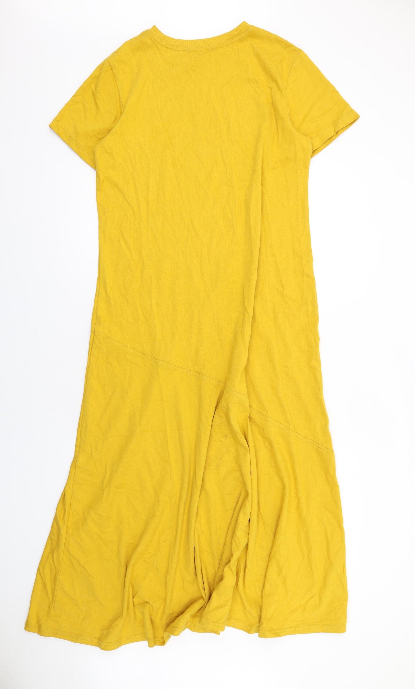 Uniqlo Womens Yellow Cotton Maxi Size M Crew Neck Pullover