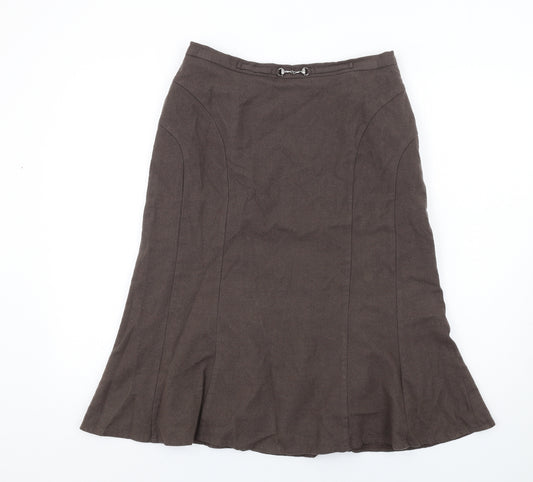 Eastex Womens Brown Wool A-Line Skirt Size 14 Zip