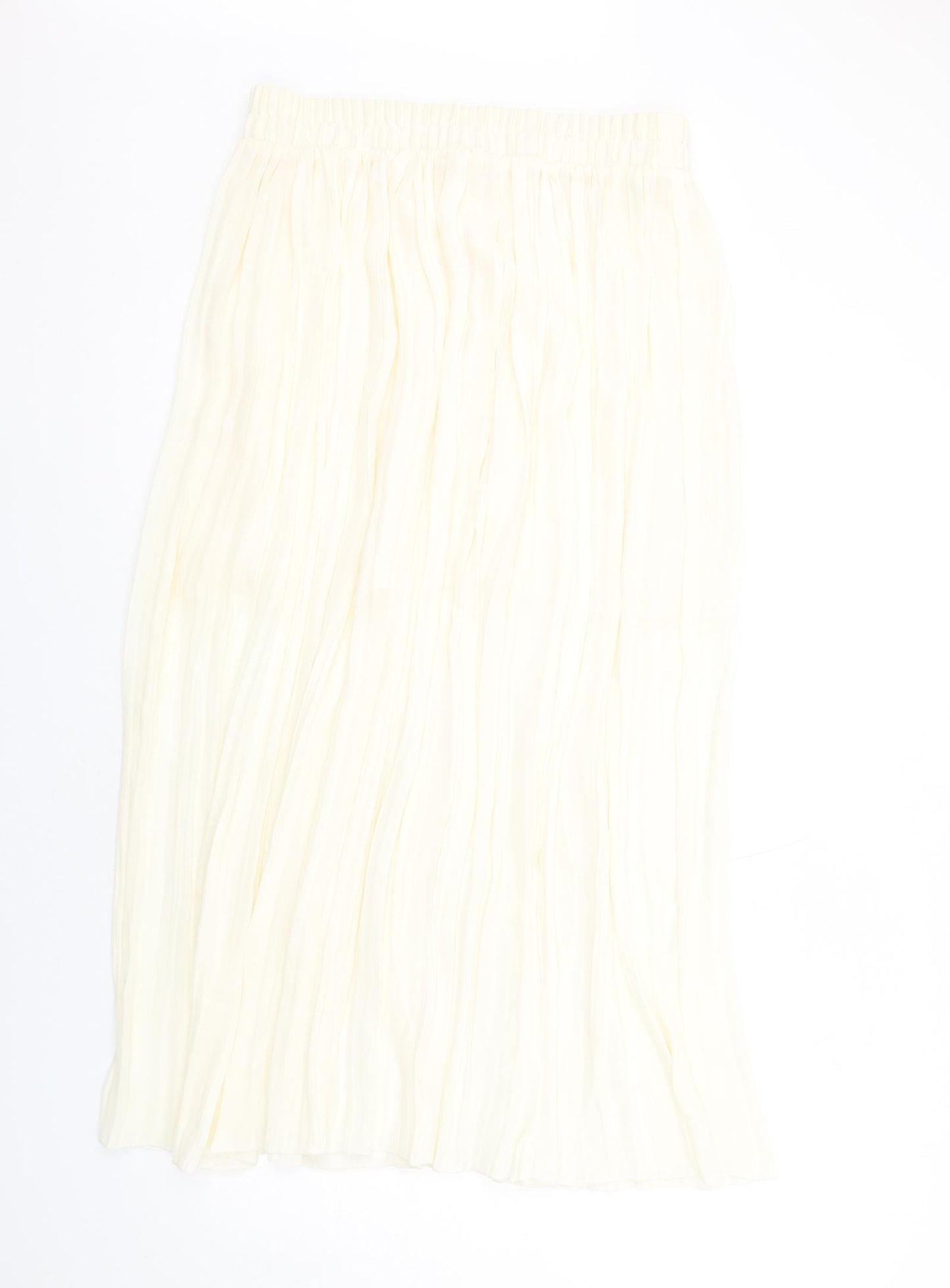 H&M Womens Ivory Polyester Pleated Skirt Size M