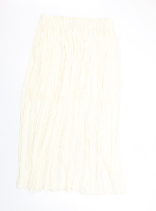 H&M Womens Ivory Polyester Pleated Skirt Size M