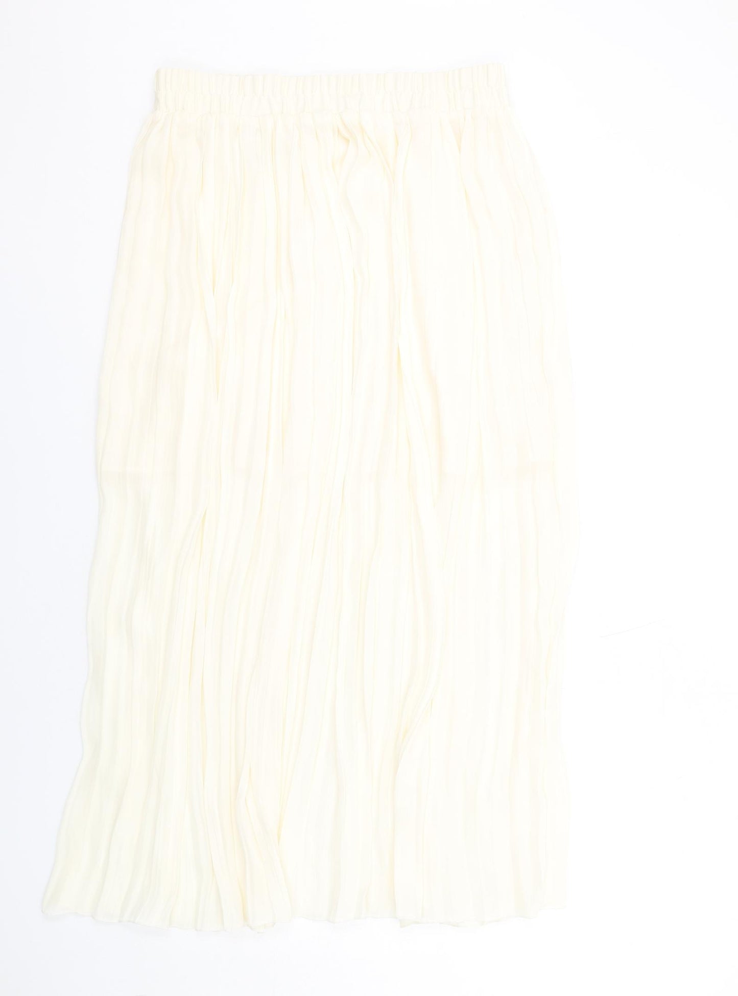 H&M Womens Ivory Polyester Pleated Skirt Size M