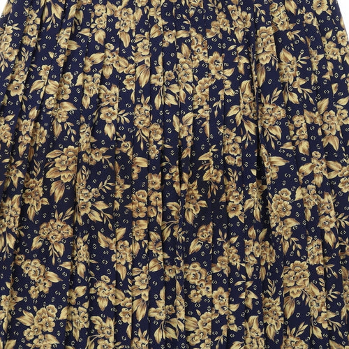 Eastex Womens Blue Floral Polyester Pleated Skirt Size 18