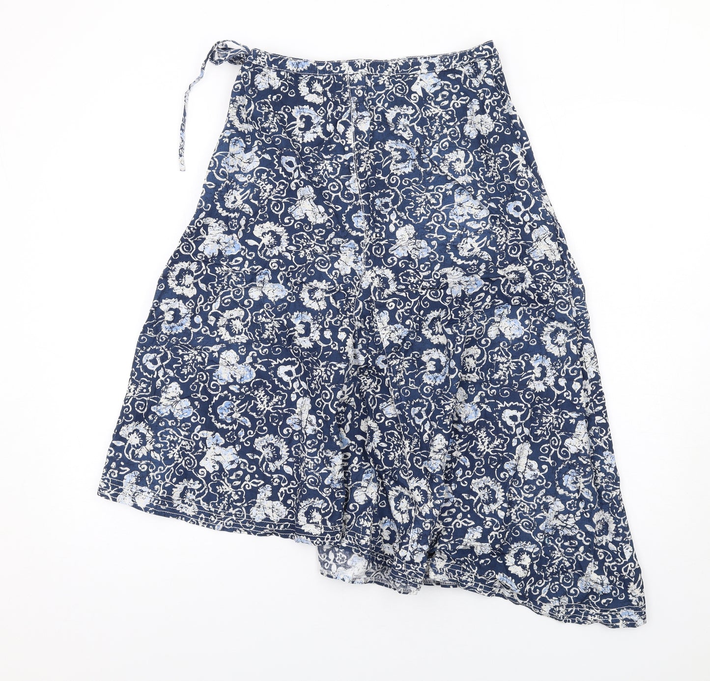 NEXT Womens Blue Geometric Cotton Peasant Skirt Size 12 Zip